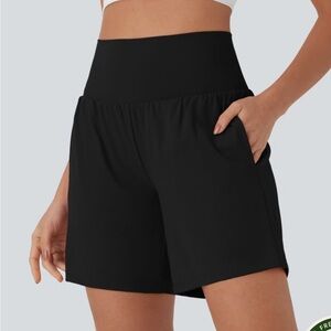 Halara Super High Waisted yoga shorts with 7” inseam. Size L.
